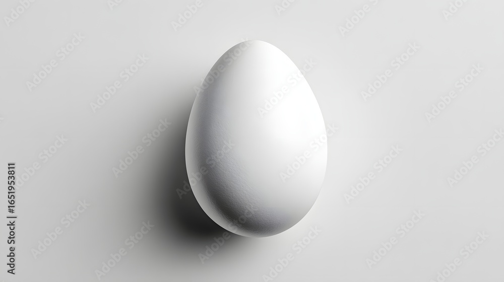 Poster minimalist white egg on smooth surface with soft shadow and light background