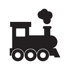 Simple Steam Train Icon, Black Locomotive Silhouette Vector Illustration
