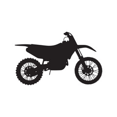 Obraz premium Motocross Dirt Bike Silhouette Vector Icon, Extreme Sport Motorcycle Illustration 
