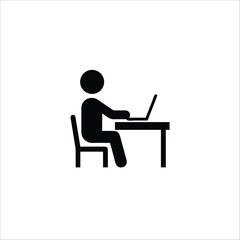 Person working on laptop at desk isolated on white background vector illustration of