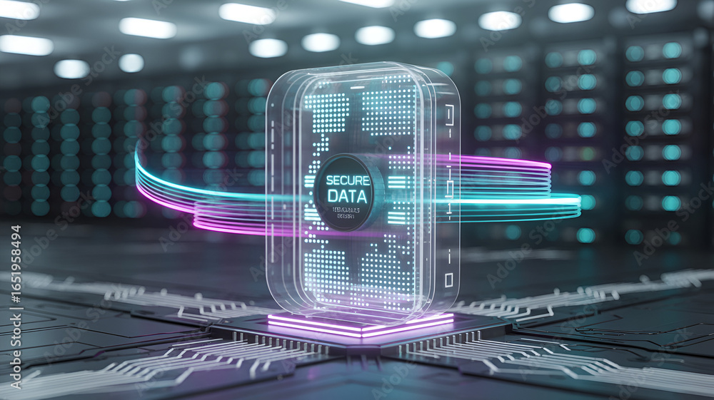 Poster secure data storage with advanced technology for cybersecurity and protection