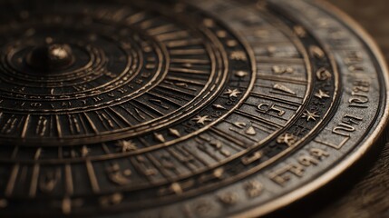 Intricate Astrological Circular Design with Symbols and Numbers