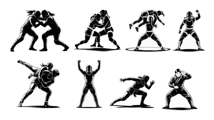 Female Mongolian Wrestlers &ndash; Traditional B&ouml;kh Action Vector