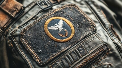 Obraz premium Vintage Military Jacket Patch with Eagle and Anchor Design Detail