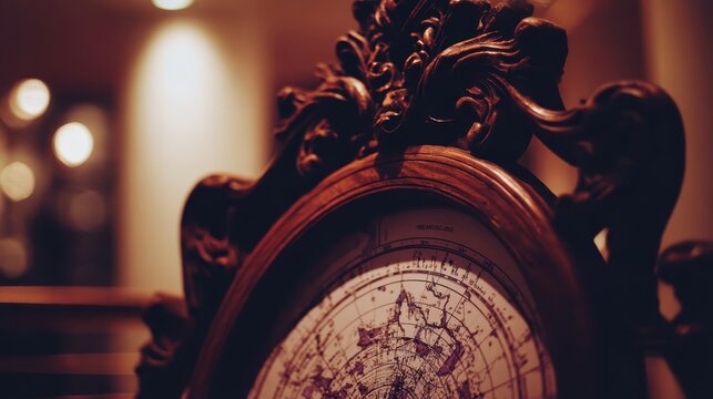 Vintage Ornate Map Frame with Detailed World Map in Soft Light