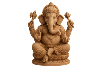 Hindu god Ganesha statue isolated on transparent background