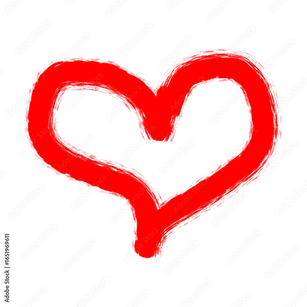 Poster hand-drawn heart shape with brush strokes on transparent backdrop symbolizing affection and care for