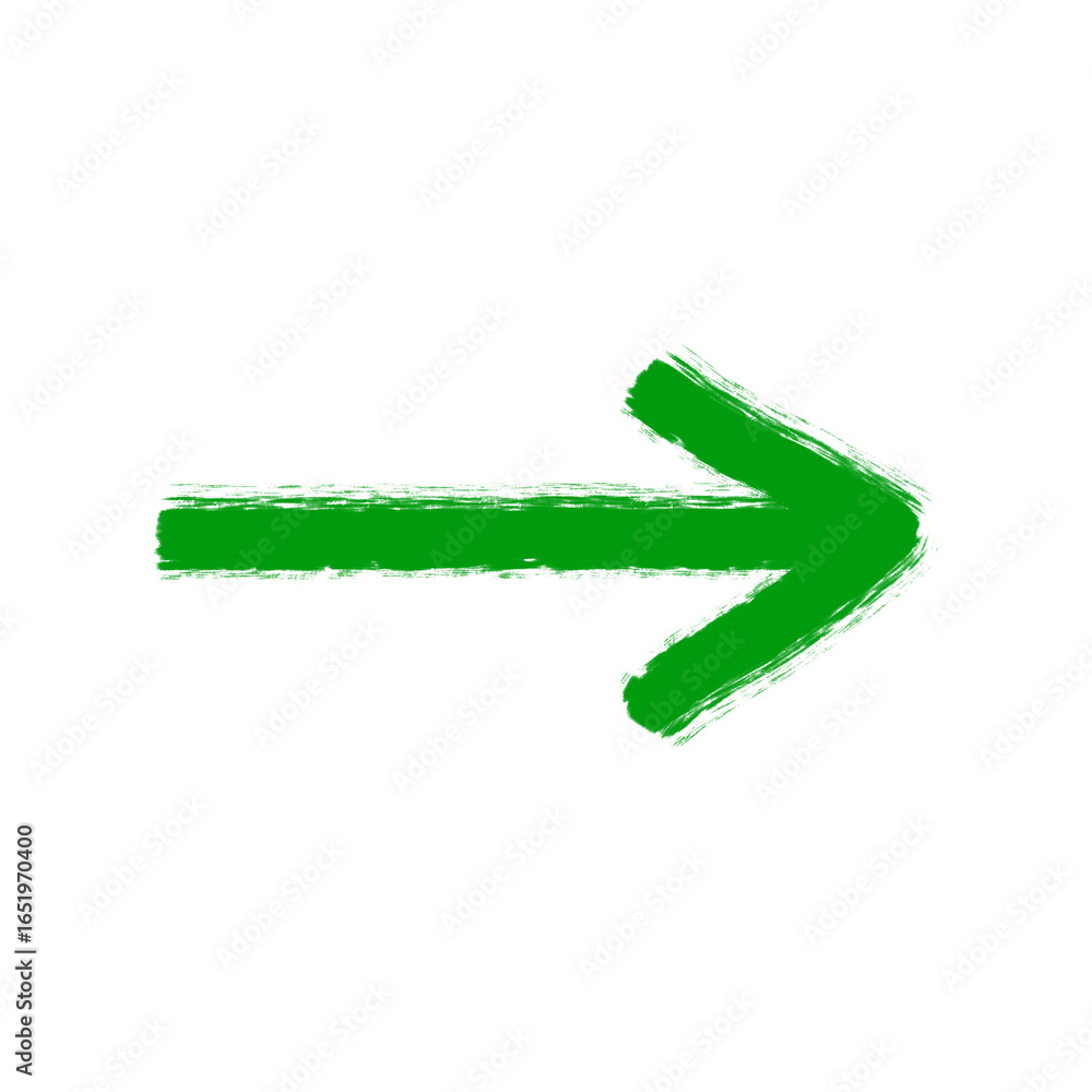 Aufkleber green arrow brush stroke on transparent background direction symbol hand drawn pointer sign grunge s