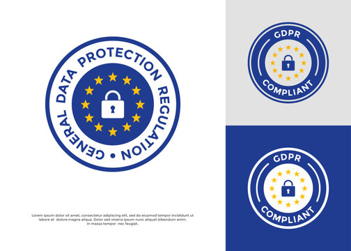 GDPR ( General Data Protection Regulation) badges, vector and logos features a padlock and EU stars. Suitable for websites, mobile apps, and corporate documents, privacy policy pages, consent forms 
