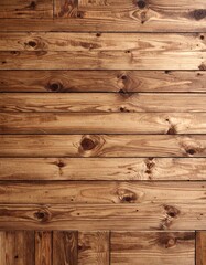 Fototapeta premium Horizontal brown wood planks, showing natural knots and grain