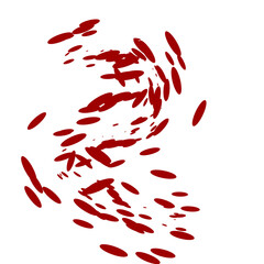 Abstract Red Oval Pattern on Transparent Backdrop A Dynamic Blood Stain Effect for Graphic Design Projects and Digital Art Creation with Clear View.