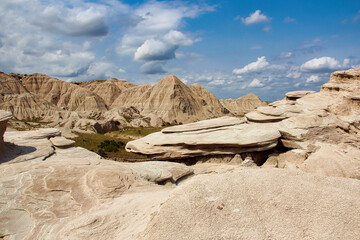 Unique Toadstool Formations in the Badlands of Toadstool Geologic Park in the Oglala National...