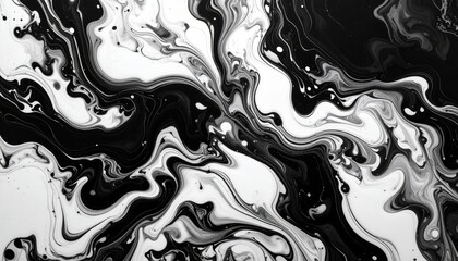 Abstract Black And White Fluid Art Pattern