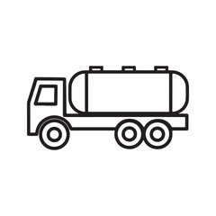 Simple Tanker Truck Outline Drawing for Kids Coloring Page, Industrial Vehicle Vector Illustration.
