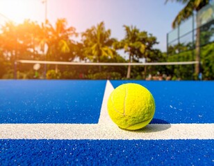 Padel Ball on Service Line – Sunny Vibrant Atmosphere