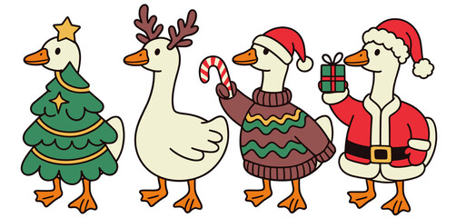 Just A Jolly Goose Cute Christmas Xmas Tree Santa Family Holiday Winter Snow Season