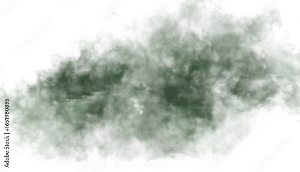 Poster smoky green haze effect on transparent layer for atmospheric depth and subtle texture in digital ill