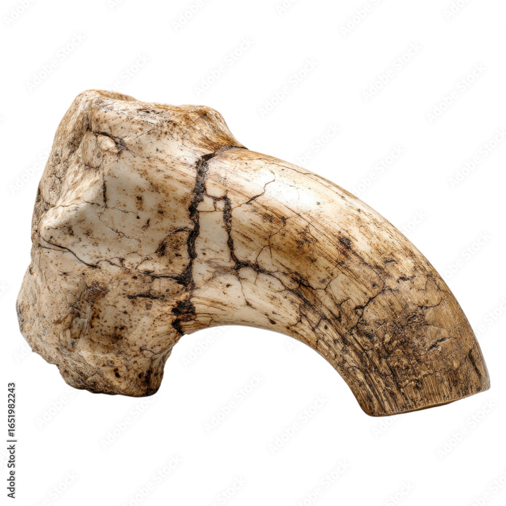 Poster fossil fragment with mineral streaks from ancient tusk