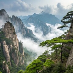 Yellow Mountains (Huangshan) – pine trees, sea of clouds, mystical rocky peaks.
