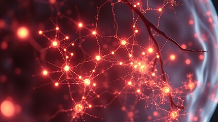 Microscopic neural networks forming glowing memory patterns within a translucent cell membrane.
