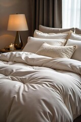Luxurious bedding cushion, plump and inviting, perfect for adding comfort and style to any bedroom Soft, plush texture and elegant design , cushion, sleep aid, feather