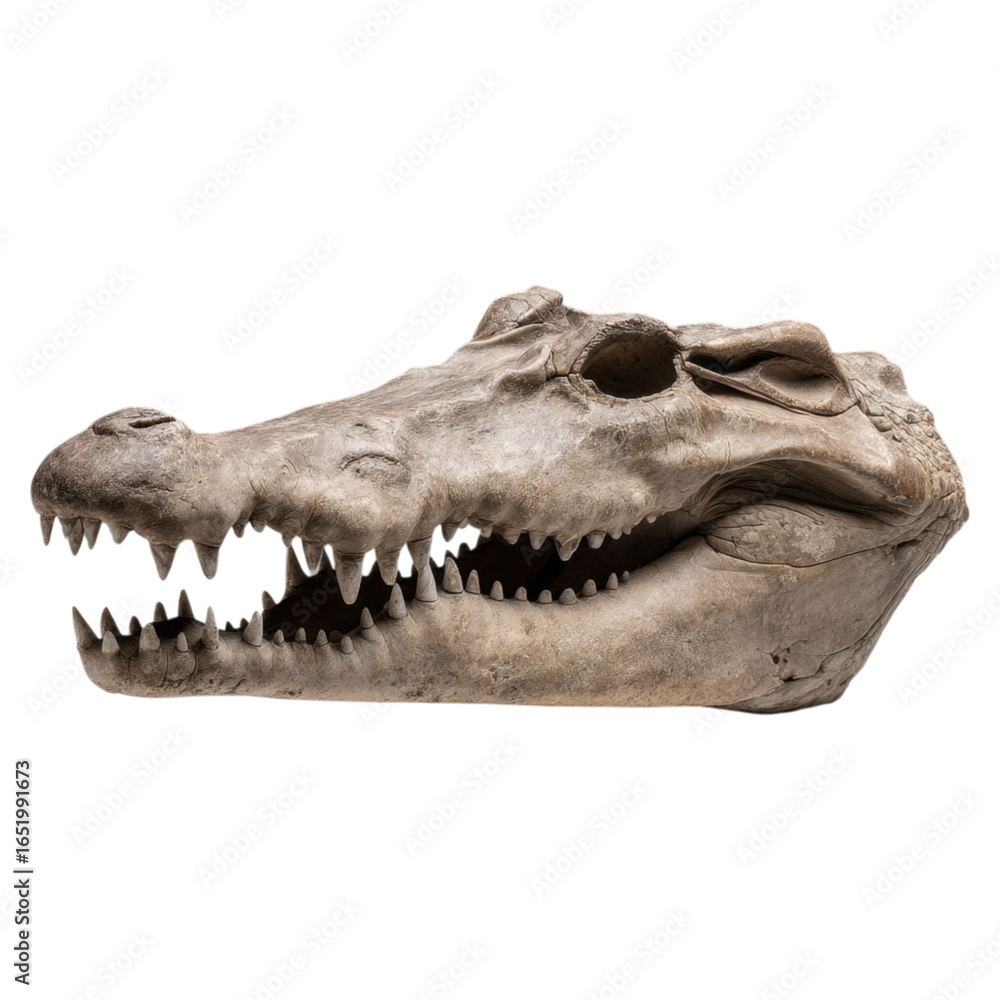 Aufkleber detailed crocodile jaw fossil with bone structure and features