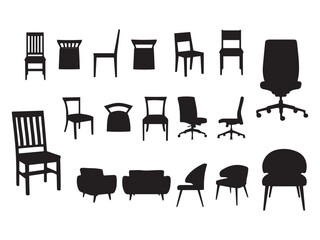 Fototapeta premium Table And Desk Silhouette Collection. 25 Black Icons of Modern, Classic & Functional Furniture Styles for Interior Design, Catalogs & UI Assets.
