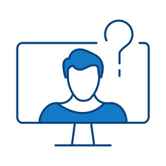 Question Blue Line Icon. Question Mark, Thinking, Asking, Answer, Help Editable Stroke Vector Illustration