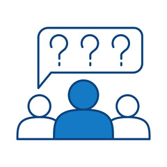 Question Blue Line Icon. Question Mark, Thinking, Asking, Answer, Help Editable Stroke Vector Illustration