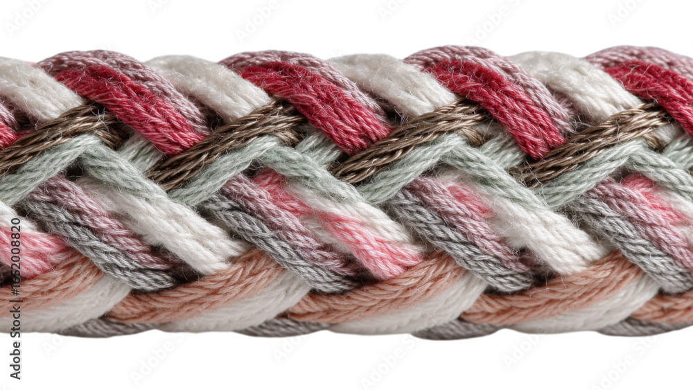 Poster intricate fabric strip with colorful threads and borders