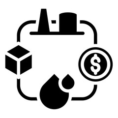 Oil cycle icon of a business or industrial process that has been packaged, logistics, or distribution or industry, especially one related to oil, gas, or petrochemicals.