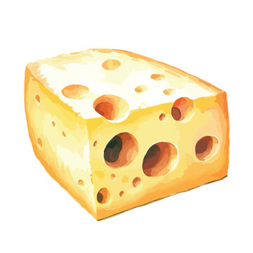 Vector illustration of a block of Swiss cheese with characteristic holes