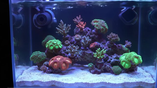 A Stunning and Vibrant Coral Reef Aquarium Showcasing a Thriving Underwater Ecosystem.