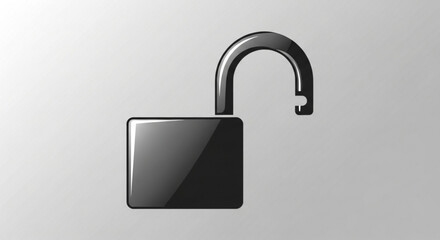 Shiny metal padlock in open position, symbolizing security, privacy, and access control on gray background
