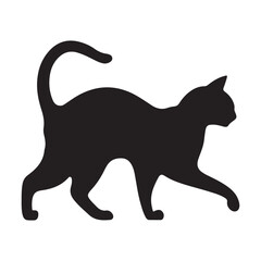Black Cat Silhouette. Walking Feline Icon for Halloween and Pet Designs.