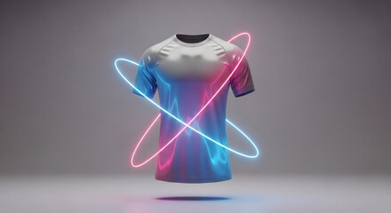 3D Mockup of Jersey in Neon Floating Environment