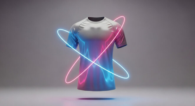 3D Mockup of Jersey in Neon Floating Environment
