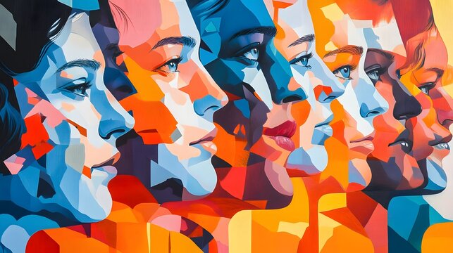 Colorful Abstract Portraits of Women in a Contemporary Mural Art Style
