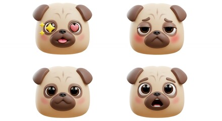 Obraz premium Pug dog expressions illustrations