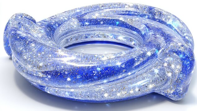 Shiny blue and silver inflatable ring - Powered by Adobe