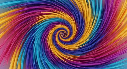 Vibrant Swirl: Abstract Rendering of Cyan, Magenta, Yellow, and Blue Lines Converging to a Central Point