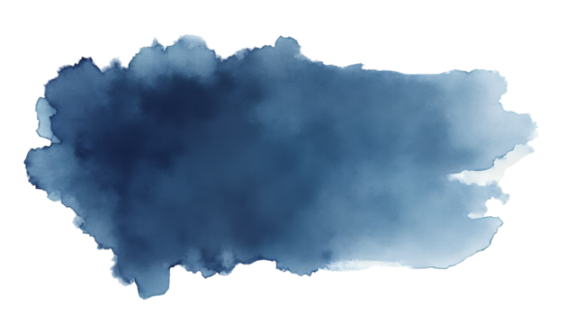 Abstract Navy Blue Watercolor Brush Stroke Isolated on White