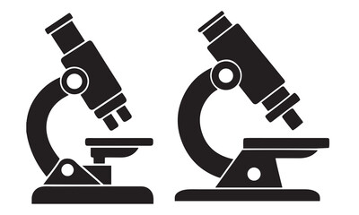 Microscope Silhouette Icons. Perfect for Educational and Medical Designs.