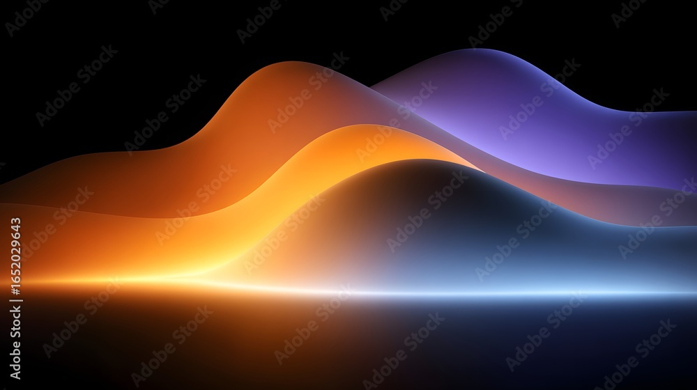 Poster abstract design with layered, flowing forms in vibrant colors.