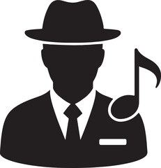 Musician silhouette vector for music, performance, instruments, and artistic entertainment designs.