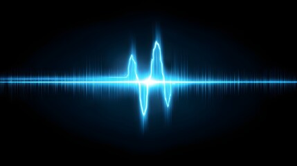 Light blue sound wave graphic on a black background.