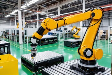 Fototapeta premium ロボット, 工業, 工業の, 工場, 建造, 機械, 倉庫, 備品, はがね, 仕事, メタル, 交通, 植える, クレーン, テクノロジー, 