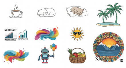 Collection of cute and colorful vector illustrations, perfect for various designs