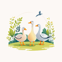 Obraz premium duck and ducklings