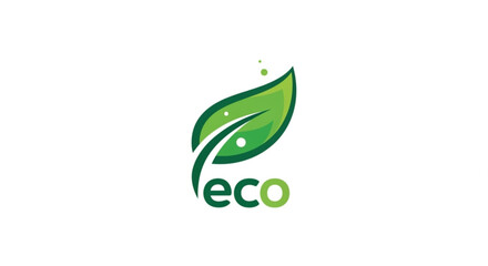 Eco logo with green leaf, symbol of nature and organic products